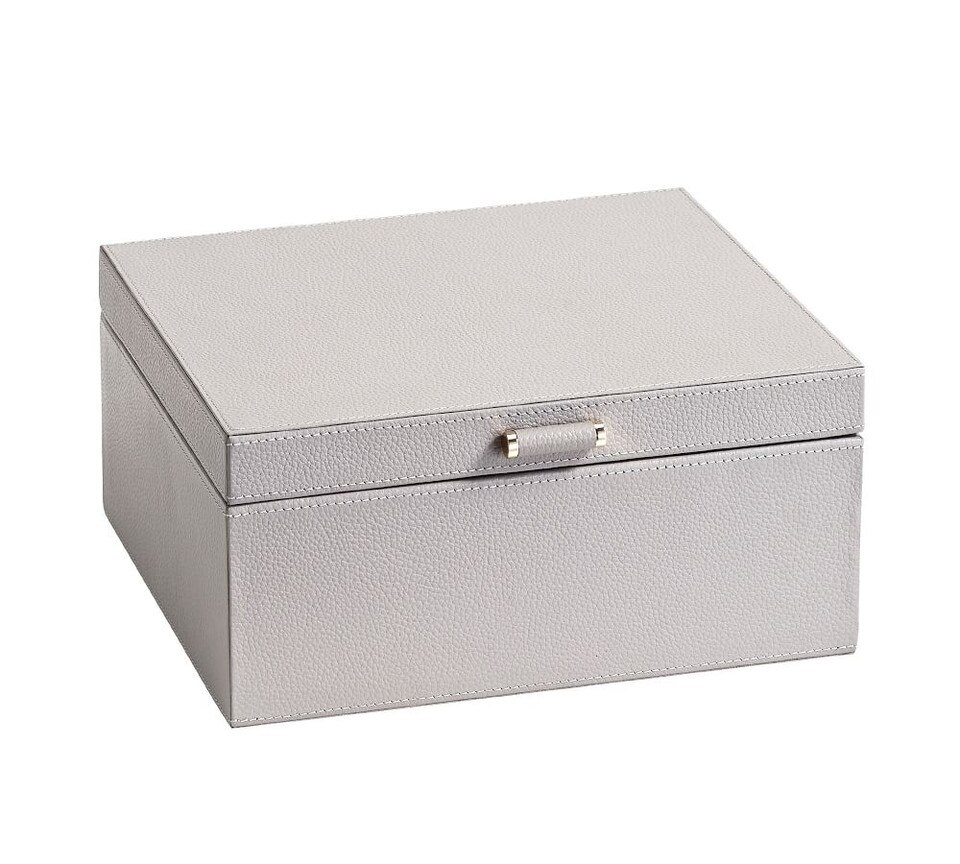 Quinn Medium Leather Jewelry Box, Foil Debossed Pottery Barn Australia